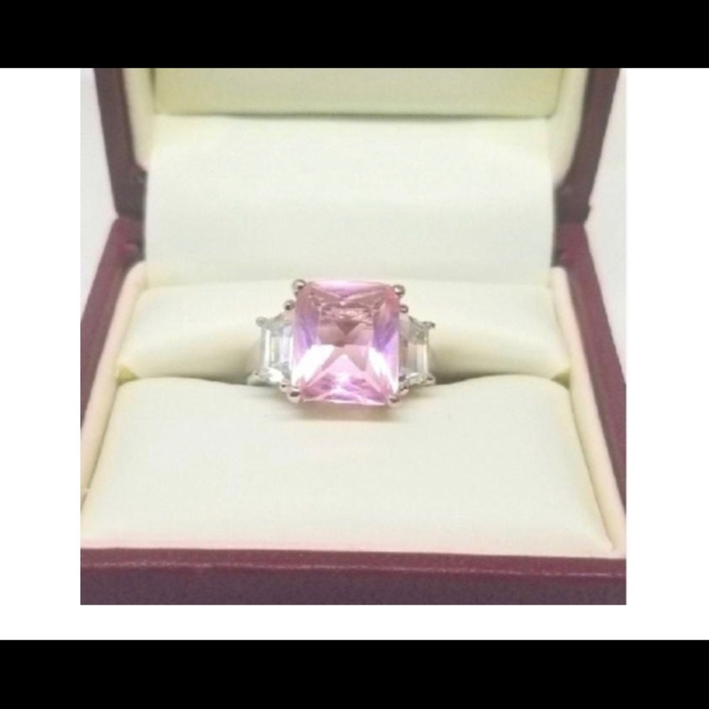 Landau pink Cz sterling silver ring